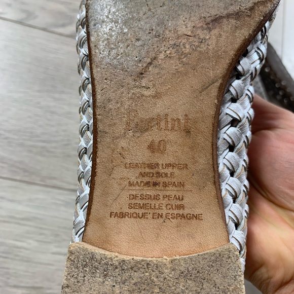 Pertini White Silver Leather Woven Loafer Flats - Picture 9 of 12